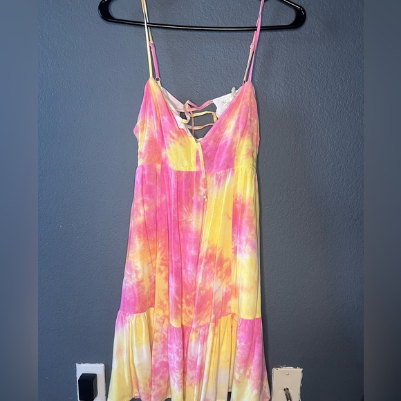 Hem & Thread Pink and Yellow Tie-Dye Dress - Picture 1 of 3